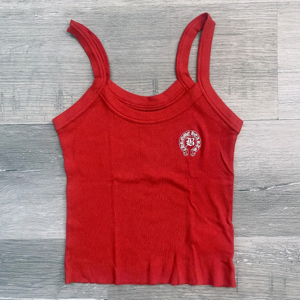 Red Chrome Hearts Bella Hadid Cropped Tank Crop Top